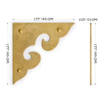 Hardware Philosophy Ocean Wave Brass Corner Hardware 1.8 Inches - Set of 2 - Architectural, Interior Design, Furniture Cabinet Customization Hardware