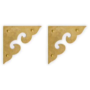 Hardware Philosophy Ocean Wave Brass Corner Hardware 1.8 Inches - Set of 2 - Architectural, Interior Design, Furniture Cabinet Customization Hardware
