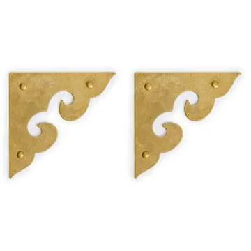 Hardware Philosophy Ocean Wave Brass Corner Hardware 1.8 Inches - Set of 2 - Architectural, Interior Design, Furniture Cabinet Customization Hardware