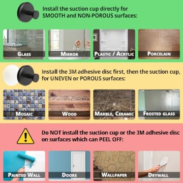 HOME SO Suction Cup Hooks for Shower, Bathroom, Kitchen, Glass Door, Mirror, Tile – Loofah, Towel, Coat, Bath Robe Hook Holder for Hanging up to 15 lbs – Waterproof & Rustproof, Matte Black (4-Pack)