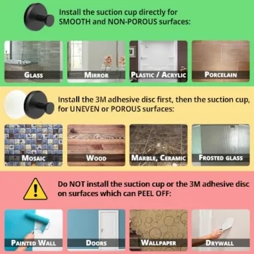 HOME SO Suction Cup Hooks for Shower, Bathroom, Kitchen, Glass Door, Mirror, Tile – Loofah, Towel, Coat, Bath Robe Hook Holder for Hanging up to 15 lbs – Waterproof & Rustproof, Matte Black (4-Pack)