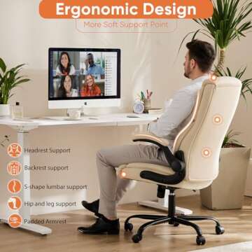 Sweetcrispy Ergonomic High Back Gaming Chair - Cream Style