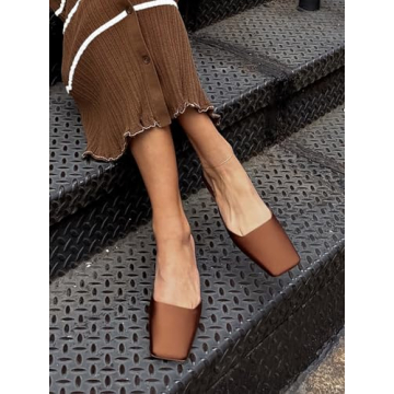 Coutgo Women's Elegant Kitten Heel Slip-On Mules - Size 7