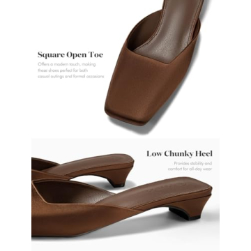 Coutgo Women's Elegant Kitten Heel Slip-On Mules - Size 7