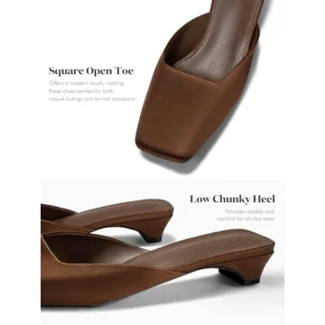 Coutgo Women's Elegant Kitten Heel Slip-On Mules - Size 7