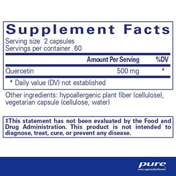 Pure Encapsulations Quercetin - 500 mg - Immune Support, Cellular Health & Heart Health - Antioxidan...