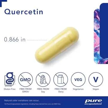 Pure Encapsulations Quercetin - 500 mg - Immune Support, Cellular Health & Heart Health - Antioxidant Supplement - Gluten Free & Non-GMO - 120 Capsules