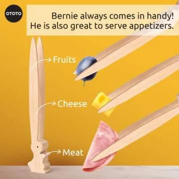 OTOTO Bernie Bunny Toaster Tongs - Rabbit Toast Tongs, Wooden Tongs for Toaster, Wooden Toaster Tongs, Kitchen Tongs - Multipurpose Mini Tongs for Appetizers, Wood Utensils & Cute Kitchen Gadgets