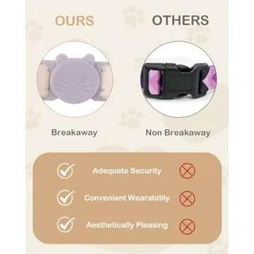 Cat Collar with Flower,Cat Collars for Girl Cats and Boy Cats,Breakaway Cat Collar with Bells,Adjustable Kitten Collar,Cute cat Collar (Beige, Breakaway)