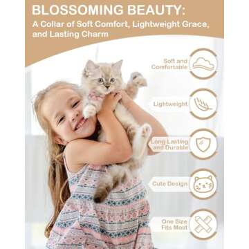 Cat Collar with Flower,Cat Collars for Girl Cats and Boy Cats,Breakaway Cat Collar with Bells,Adjustable Kitten Collar,Cute cat Collar (Beige, Breakaway)