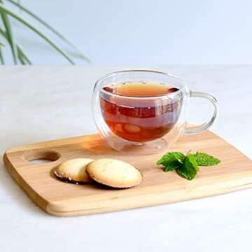 Youngever Double Wall Glass Espresso Coffee Mugs, 2 Pack 5.5 oz