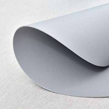 DOLOPL Placemats Round Placemats Grey Leather Table Mats Set of 6 Waterproof Heat Resistant Easy to ...