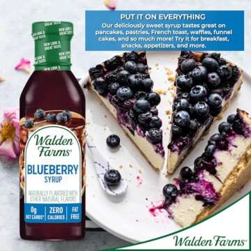 Walden Farms Blueberry Syrup - Sugar-Free, Calorie-Free, Low Carb, Keto-Friendly, Gluten-Free, Vegan Blueberry Syrup Alternative for Pancakes, Yogurt, Smoothies, (12 oz Bottle x 2)