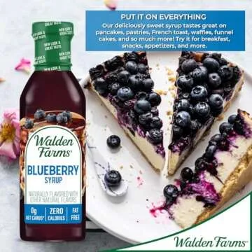 Walden Farms Blueberry Syrup - Sugar-Free, Calorie-Free, Low Carb, Keto-Friendly, Gluten-Free, Vegan Blueberry Syrup Alternative for Pancakes, Yogurt, Smoothies, (12 oz Bottle x 2)