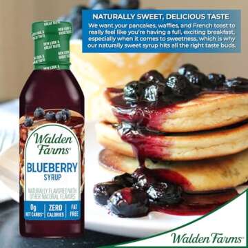 Walden Farms Blueberry Syrup - Sugar-Free, Calorie-Free, Low Carb, Keto-Friendly, Gluten-Free, Vegan Blueberry Syrup Alternative for Pancakes, Yogurt, Smoothies, (12 oz Bottle x 2)