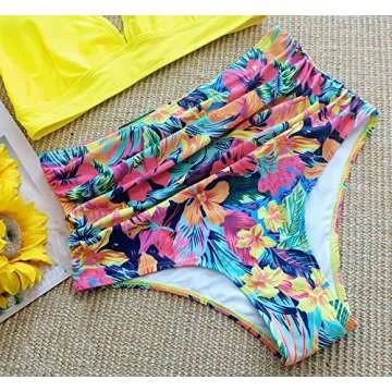 SPORLIKE Women Ruffle High Waist Bikini Swimsuit Set