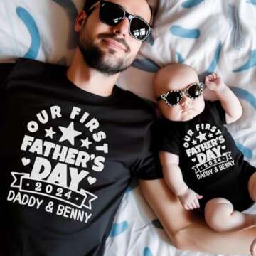 Our First Fathers day Outfit for Dad and Baby Girl, Personalized First Fathers Day Gifts from son, 1...
