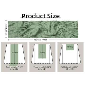 FEXIA Elegant Sage Green Cheesecloth Table Runner 35x120 for Events