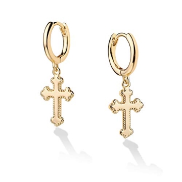 VACRONA 14k Gold Plated Cross Hoop Earrings - Elegant & Timeless