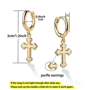 VACRONA 14k Gold Plated Cross Hoop Earrings for Women