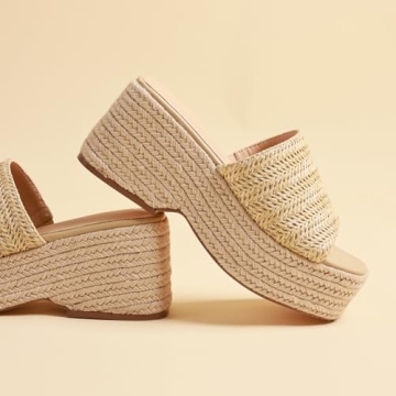 EQAUDES Platform Slip-On Espadrille Sandals for Women