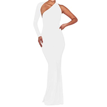 BEAGIMEG Women's Sexy Elegant One Shoulder Backless Evening Long Dress
