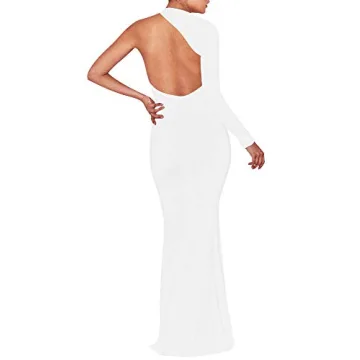 BEAGIMEG Elegant One Shoulder Backless Dress for Events
