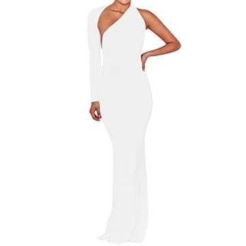 BEAGIMEG Elegant One Shoulder Backless Dress for Events