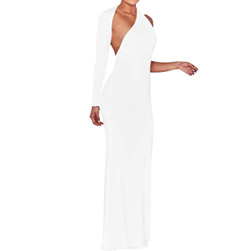 BEAGIMEG Elegant One Shoulder Backless Dress for Events