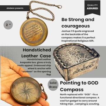 God My Lord Guide Me Compass - Inspirational Gift Engraved Greeting 2023 Graduation Day Gift, Birthd...