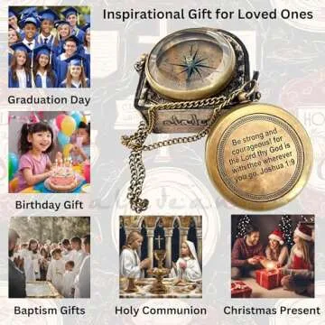 God My Lord Guide Me Compass - Inspirational Gift Engraved Greeting 2023 Graduation Day Gift, Birthday, Christmas, Baptism, Confirmation Gifts for Men Women Boys & Girls