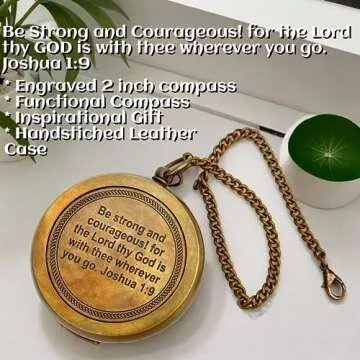 God My Lord Guide Me Compass - Inspirational Gift Engraved Greeting 2023 Graduation Day Gift, Birthday, Christmas, Baptism, Confirmation Gifts for Men Women Boys & Girls