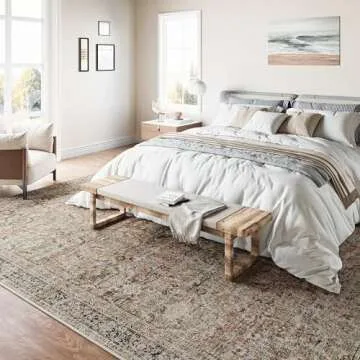 WondRg 8x10 Washable Area Rug Brown Vintage Distressed Living Room Bedroom Large Throw Rug Non Slip Low Pile Soft Accent Indoor Floor Carpet for Dining Room Office Entryway Kitchen