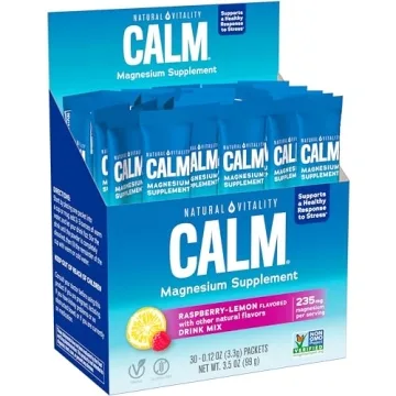 Natural Vitality CALM Magnesium Citrate Supplement - Anti-Stress Drink Mix Powder, 30 Pack, Raspberr...