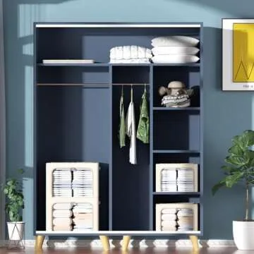 Extra Large Clothes Storage Bins - Linen Fabric Foldable Stackable Container Organizer Set with Clear Window & Carry Handles & Metal Frame - 2Pack Large Capacity for Bedding, Blankets, Books