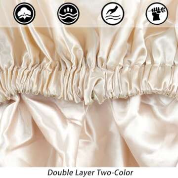 Satin Bonnet Silk Bonnet Hair Bonnet for Sleeping-Slouchy Beanie Hat Satin Sleep Cap for Women's Natural & Curly Hair(Champagne)