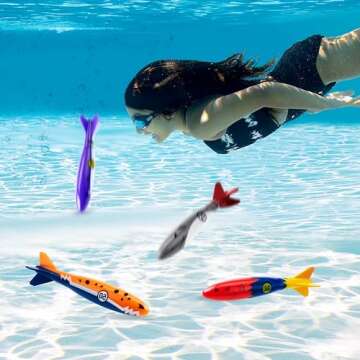 JOYIN 8 Pack Pool Toys, Shark Underwater Diving Toys, Colorful Swimming Toy Sinking Throwing for Kids Gifts Summer Swim Dive Training Water Fun Pool Games(Sharks)