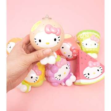 Sanrio Hello Kitty Fruit and Veggie Slow Rising Cute Squishy Toy Keychain Birthday Gifts, Party Favo...