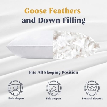 puredown Goose Down Pillows Set of 2 for Comfort