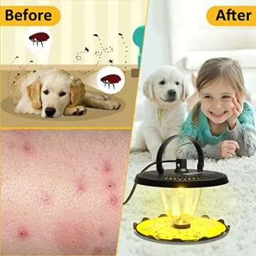 Redeo Flea Trap 2 Pack Bed Bug Traps with 4 Light Bulbs and 8 Sticky Glue Boards, Odorless Non-Toxic Flea Light Traps for Inside Your Home Safe for Kids & Pets