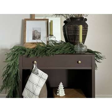 Christmas Garlands Norfolk Pine Garland Real Touch Artificial Faux Greenery Garland for Holiday Indo...