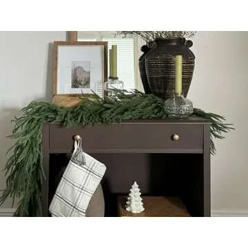 Christmas Garlands Norfolk Pine Garland Real Touch Artificial Faux Greenery Garland for Holiday Indo...