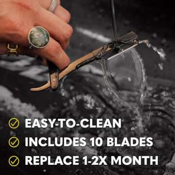 The Beard Club Straight Razor for Men - Navajas Para Barbero - Barber Straight Edge Razor Kit - Premium Single Derby Blade Cutthroat Razor With 10 Replaceable Stainless Steel Blades & Leather Case