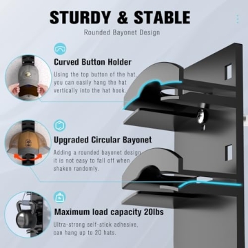 Hat Organizer for Baseball Caps - 2Pack Wall Rack