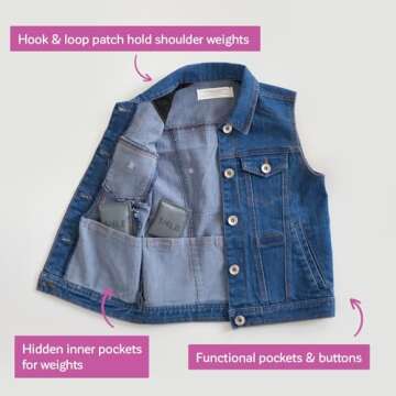 Fun and Function – Denim Weighted Vest for Kids – Sensory Weighted Vest Provides Soothing Weight...