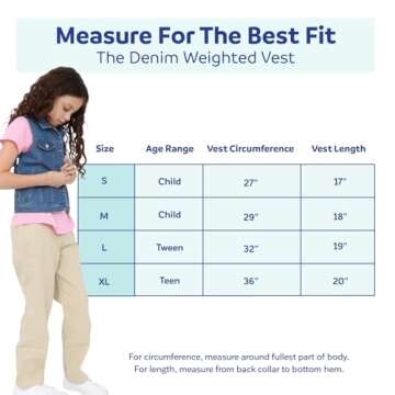 Fun and Function – Denim Weighted Vest for Kids – Sensory Weighted Vest Provides Soothing Weight for Kids with Sensory Issues – Denim Kids Weighted Vest for Sensory Needs – Medium