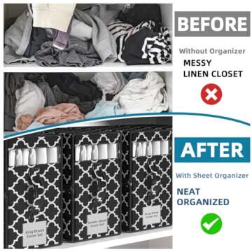 MSERCUOR Bed Sheet Organizers and Storage XXL(Queen or King Size),Larger Sheet Folder Organizer for Duvet Cover Set, Linen Closet Bedsheet Organizers for Bedding Clothes Blankets