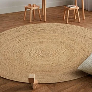 Premium Hand Woven Jute Braided Rug 4' Round - Natural