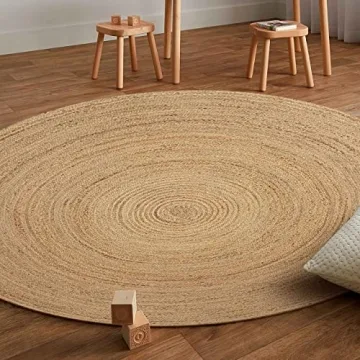 Premium Hand Woven Jute Braided Rug 4' Round - Natural