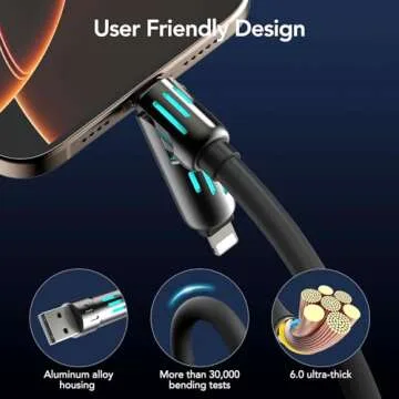 MFish 4-in-1 Multi USB Charging Cable -MAX 240W Fast Charging/Charger Cord with USB A+Type C for iPhone 16/15 14 13 iPad Samsung Galaxy MacBook iPad Tablets and More (Rich Black, 6.6Ft)